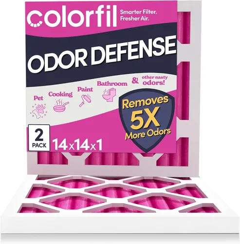 Vista 20 de Colorfil - Filtro de aire de 12 x 12 x 1 pulgadas, filtros que cambian de color para olores de gatos y perros, filtro de aire acondicionado MERV 8