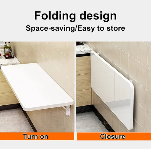 Vista 5 de Mesa plegable para montar en la pared, mesa de trabajo plegable, mesa plegable para lavandería, mesa de pared estable y resistente para Blanco