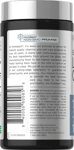 Vista 3 de Horbäach Orotato de litio 130 mg 180 cápsulas Sin OMG, sin gluten, vegano 5 mg de litio elemental biodisponible