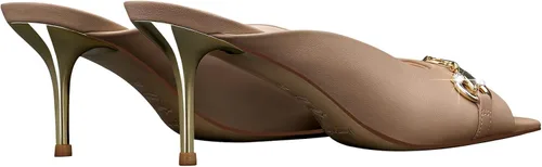 Vista 5 de MSONLYDN Sandalias sin correa para mujer, tacones con puntera cuadrada, tacones de cuero, elegantes de 2.56 pulgadas