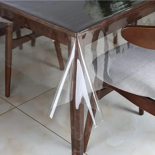 Vista 2 de Mantel protector de mesa transparente para comedor (plástico, rectangular, 0.039 in de grosor, PVC, 15.7 x 24.0 in)
