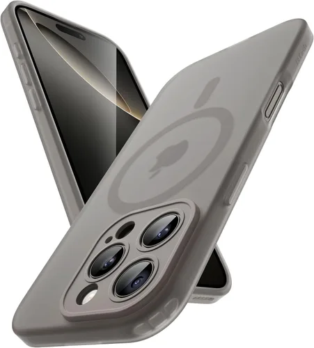 Vista 8 de JETech Funda magnética mate para iPhone 16 Pro, titanio negro Compatible con MagSafe, cubierta de TPU suave translúcida esmerilada, antiamarilleo