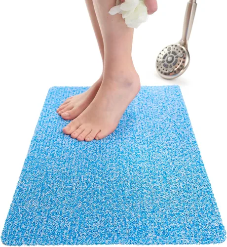 Vista 102 de Enkosi Alfombra de ducha antideslizante Loofah para suelos de ducha, bañera, baños, zonas húmedas, alfombrilla de baño acolchada con agujeros