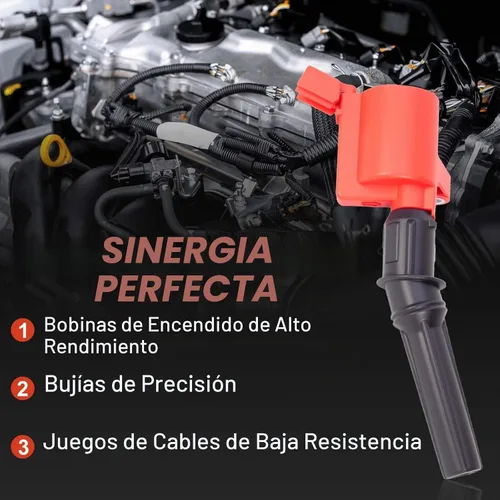 Vista 6 de Juego de 8 bobinas de encendido, bujías, inyector de combustible, kit de conectores