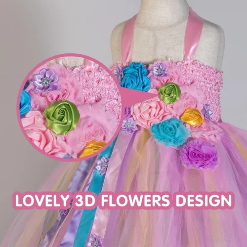 Vista 5 de UPORPOR Light Up Dress Fairy Halloween Costume for Girls Princess Tulle Birthday Dress LED Costume Kids Toddler Dress Rainbow