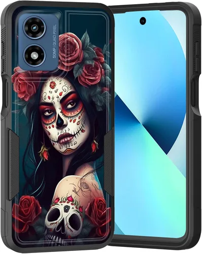 Vista 247 de para Moto G Play 4G 2024, funda de dos capas híbrida resistente y a prueba de golpes, PC duro + silicona suave protectora para Motorola Moto G Play