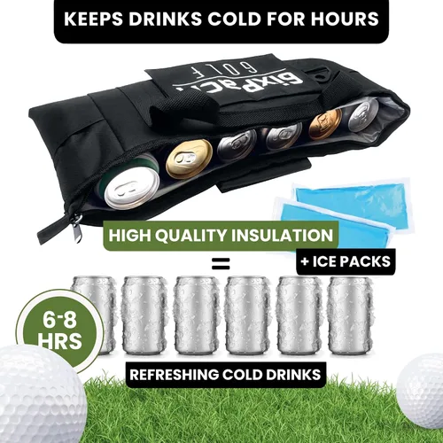 Vista 5 de Bolsa enfriadora de golf más 2 paquetes de hielo, aislamiento de celda cerrada HD que mantiene las bebidas frías durante horas, capacidad para 6
