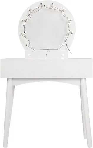 Vista 7 de Tocador, mesa de maquillaje, muebles de dormitorio, tocador con espejo LED con taburete de maquillaje, escritorio liso, tocador de maquillaje Negro