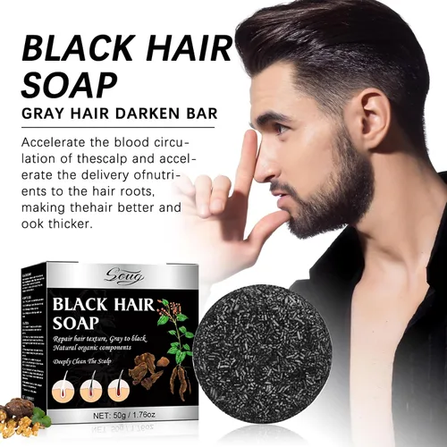Vista 3 de Barra de champú reversible para cabello gris, 2 unidades de jabón para oscurecer el cabello gris para limpiar profundamente el cuero cabelludo