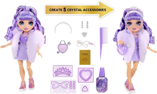 Vista 2 de Rainbow High Creative Crystals Violet - Muñeca de moda púrpura de 11 pulgadas con kit Make It de accesorios de cristal, anillo para ti, bricolaje