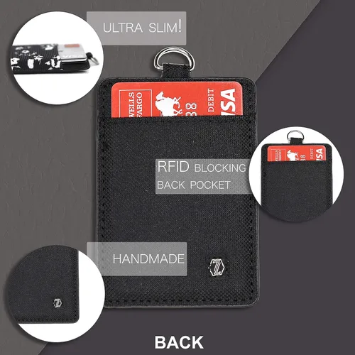 Vista 5 de Slim Zario - Llavero para cartera, llavero minimalista con tarjetero RFID para mujeres y hombres, Negro -, Minimalista