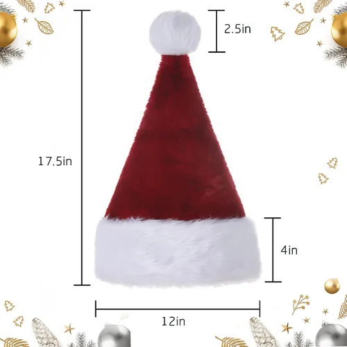 Vista 2 de Sombreros de Papá Noel para adultos, unisex, de terciopelo al tacto, cómodos, sombreros de Navidad para Año Nuevo, fiestas, suministros de Navidad