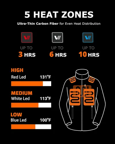 Vista 2 de Venustas - Chaqueta térmica para mujer con batería de 7.4 V, resistente al viento, eléctrica, aislada, con capucha desmontable, ajuste delgado