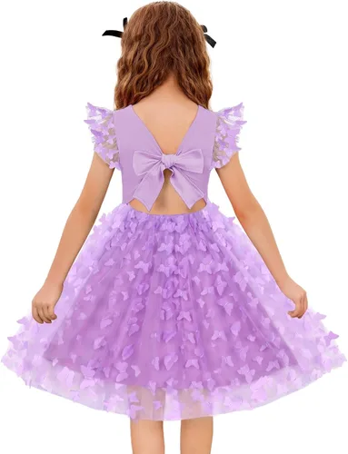 Vista 11 de Arshiner Vestido tutú de verano para niñas pequeñas, de tul sin espalda, para fiesta, cumpleaños, vestidos de algodón, 2-6 años
