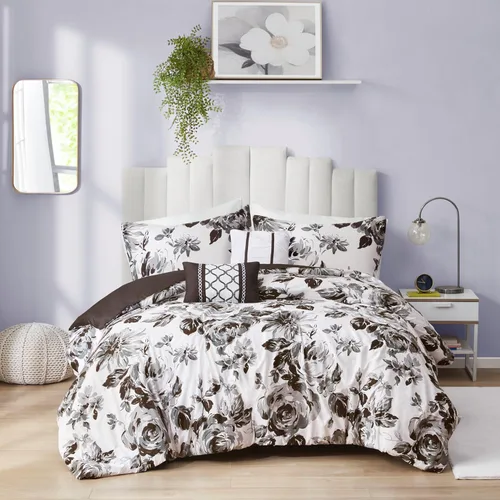 Vista 14 de Juego de edredón de Intelligent Design con diseño floral vibrante, ropa de cama para niñas, juego de funda de almohada combinada, almohada Floral
