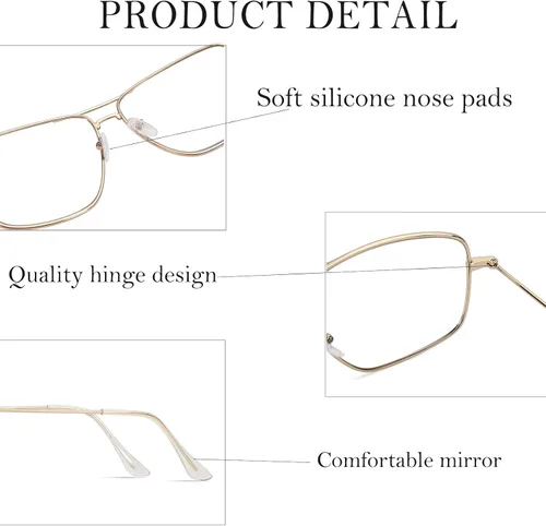 Vista 5 de SCVGVER Gafas de aviador clásicas sin receta con marco de metal, lentes transparentes para mujeres y hombres