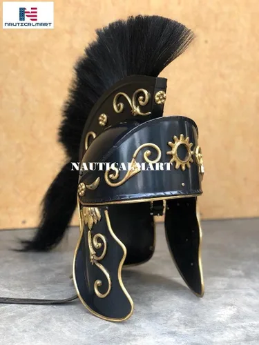 Vista 5 de NauticalMart Casco grecorromano con escudo negro de armadura medieval casco disfraz de Halloween