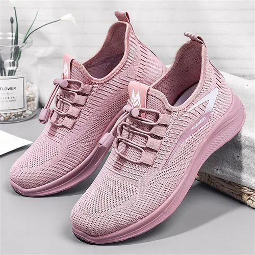 Vista 7 de Zapatos de correr para mujer, para caminar, a la moda, con tirantes, de voleibol, de lona, de malla, de punto, bajos, de cuña simple, cómodos