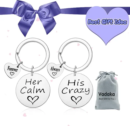 Vista 7 de Juego de llavero divertido para pareja para novio, novia, aniversario, regalo para marido, esposa, para él y para ella regalos de boda