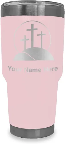 Vista 17 de LaserGram Vaso aislado al vacío de 20 onzas, cruz de calvario, grabado personalizado incluido (negro)