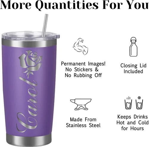 Vista 4 de Vasos personalizados para papá con tapas y pajitas para mujeres y hombres, vaso de café personalizado con nombres grabados, vaso aislado de acero