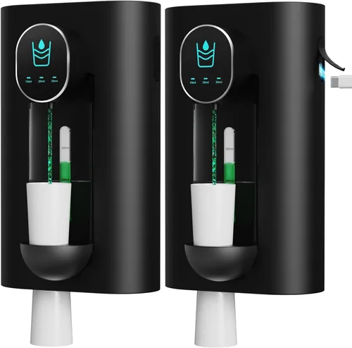 Vista 8 de Oylik Dispensador automático de enjuague bucal de 18.26 onzas, dispensador de enjuague bucal sin contacto para baño, 2 tazas magnéticas recargables