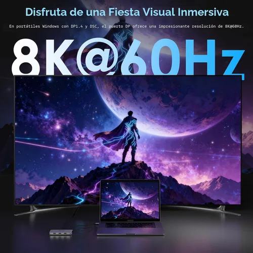 Vista 3 de WAVLINK Estación de acoplamiento para portátil, monitores cuádruples