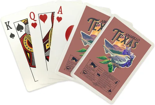 Vista 2 de Lantern Press Amarillo, Texas, Facts About, State Series, 52 Playing Cards for Adults, Poker Size Card Deck