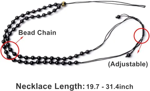 Vista 8 de Collar de obsidiana natural con dije de protección de amuleto de la suerte con cadena de cuentas ajustable, talismán de cristal negro, joyería