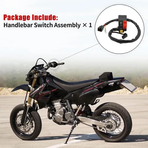 Vista 5 de M MATI Interruptor de manillar derecho Botón de arranque y parada de apagado para Suzuki DRZ400S DR-Z400S 2000-2009 37200-13E30 37200-13E31