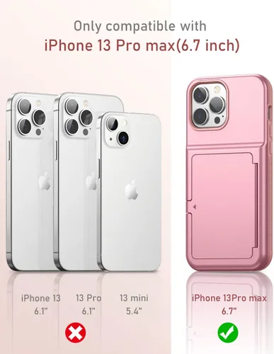 Vista 2 de WeLoveCase Funda para iPhone 13 Pro Max para mujer con tarjetero y espejo oculto, dos capas a prueba de golpes resistente funda protectora tipo