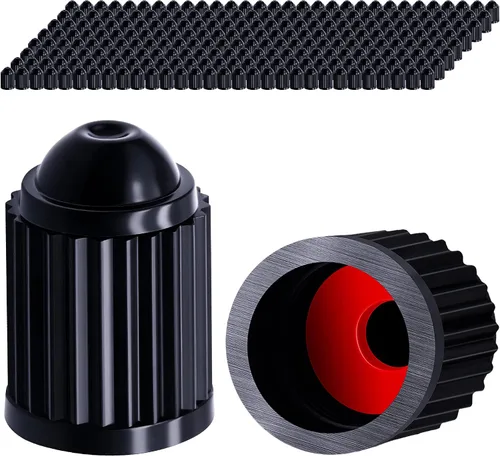 Vista 141 de 10 piezas de tapas de válvula de neumático TPMS con vástago largo, tapas de válvula de rueda de plástico negro para TPMS TR20008, tapas de vástago