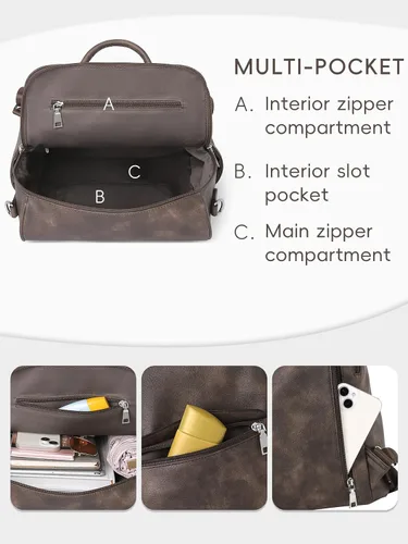 Vista 5 de CLUCI Mochila Bolso para Mujeres de Cuero PU Antirrobo Grande de Diseñador de Moda Bolsa de Viaje Bolsos de Hombro para Damas Purse, Fashion
