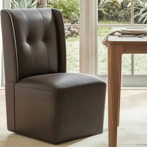 Vista 8 de Silla de comedor giratoria con ruedas, silla de comedor