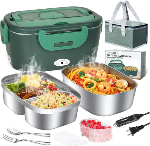Vista 7 de LAVAED Lonchera Eléctrica Calentada para Adultos, Calentador de Alimentos Portátil - Calentador de Alimentos de Calentamiento Rápido de 80W