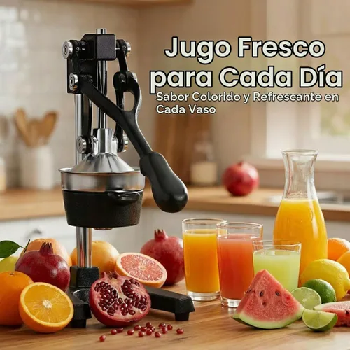 Vista 4 de Y-ME Exprimidor de hierro fundido, exprimidor manual de limón y prensa de cítricos, prensa comercial de jugo con colador de acero inoxidable Negro