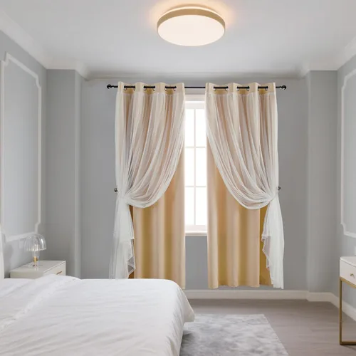 Vista 5 de indistar Cortinas Oscuras para el Hogar de Doble Capa con Capa Sólida y Transparente, Par de Paneles de Cortina con Ojales en la Parte Superior, 52