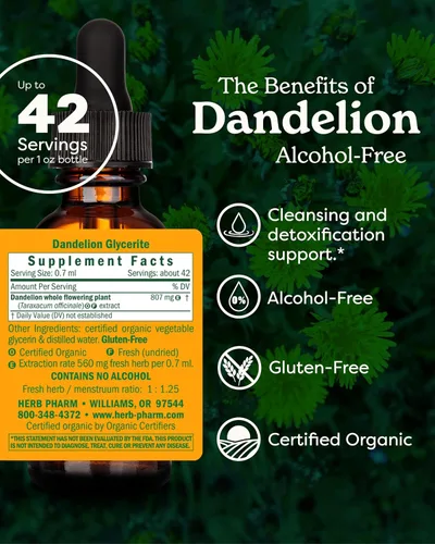 Vista 2 de Herb Pharm Certificado Orgánico Sin Alcohol Raíz de Valeriana Glycerita para un sueño reparador - 1 onza, GLDAND01, 1 Ounce, 1, 1