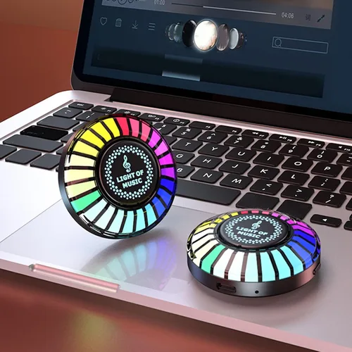 Vista 9 de Luz de ritmo de control de sonido magnético RGB colorido, luz de control de sonido recargable RGB con aplicación móvil, control de sonido ritmo