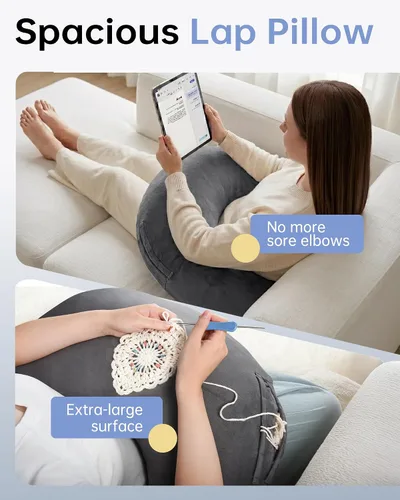 Vista 3 de ENITYA Almohada ergonómica en forma de U para lectura y juegos con soporte para el codo del brazo para adultos y niños, almohada de reposo en cama