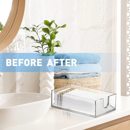 Vista 5 de Layhit Paquete de 4 soportes para toallas de papel acrílico, dispensador de servilletas de baño, servilletas de baño, soporte desechable