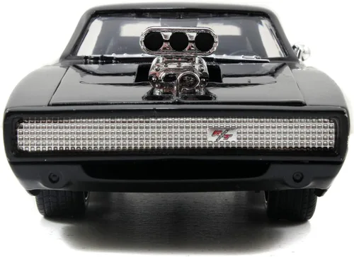 Vista 4 de Jada Toys 253203016 Fast & Furious Dom's 1970 Dodge Charger R/T, Build+Collect, modelo de ajuste de coche, escala 1:24, incluye figura de Dominic
