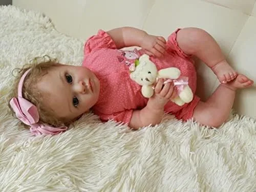 Vista 4 de Pedolltree Ropa de muñeca de bebé Reborn de 22 pulgadas, mono rosa dulce para muñeca recién nacida de 20 a 22 pulgadas
