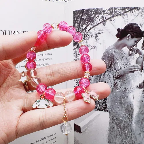 Vista 3 de CJIAYUJEW Cute Bracelet Crystal Pearl Bracelets, Anime Elastic Stretch Crystal Bead Bracelet Lovely Cartoon Elastic Beaded Bracelets for Women