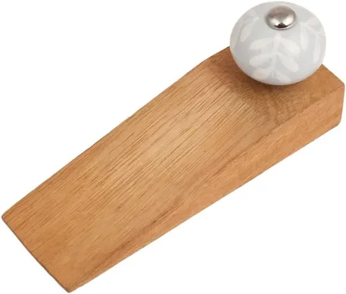 Vista 12 de IndianShelf - 1 tope decorativo de cerámica y madera para la parte inferior de la puerta, color azul, resistente, base de goma antideslizante, tope