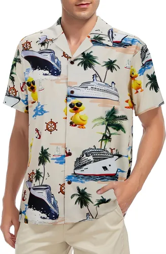 Vista 170 de Camisa hawaiana para hombre, con estampado floral, cómoda, con botones, casual, manga corta, ropa de playa para hombre