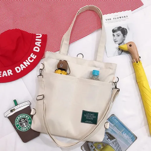 Vista 2 de Bolso de hombro de lona para mujer estilo retro estilo informal
