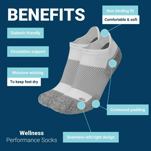Vista 6 de OS1st Calcetines WP4 Wellness Performance ideales para diabéticos, pies sensibles, soporte de circulación y edema Negro