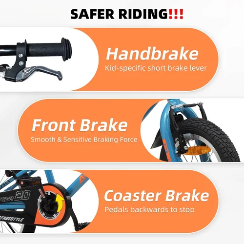 Vista 4 de ACEGER Bicicleta para niños de 2 a 10 años, estilo BMX, para niños y niñas de 2 a 10 años, bicicleta para niños de 12, 14 y 16 pulgadas, con ruedas