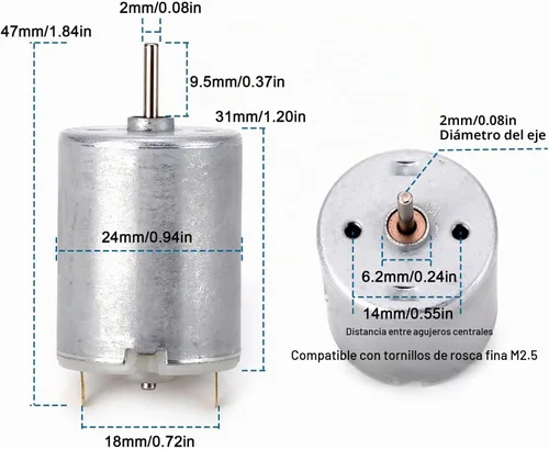Vista 3 de Motor CC 3V-12V 280 Micro Motor 1.654 x 0.945 in para barco RC Modelo Juguetes DIY (paquete de 5)